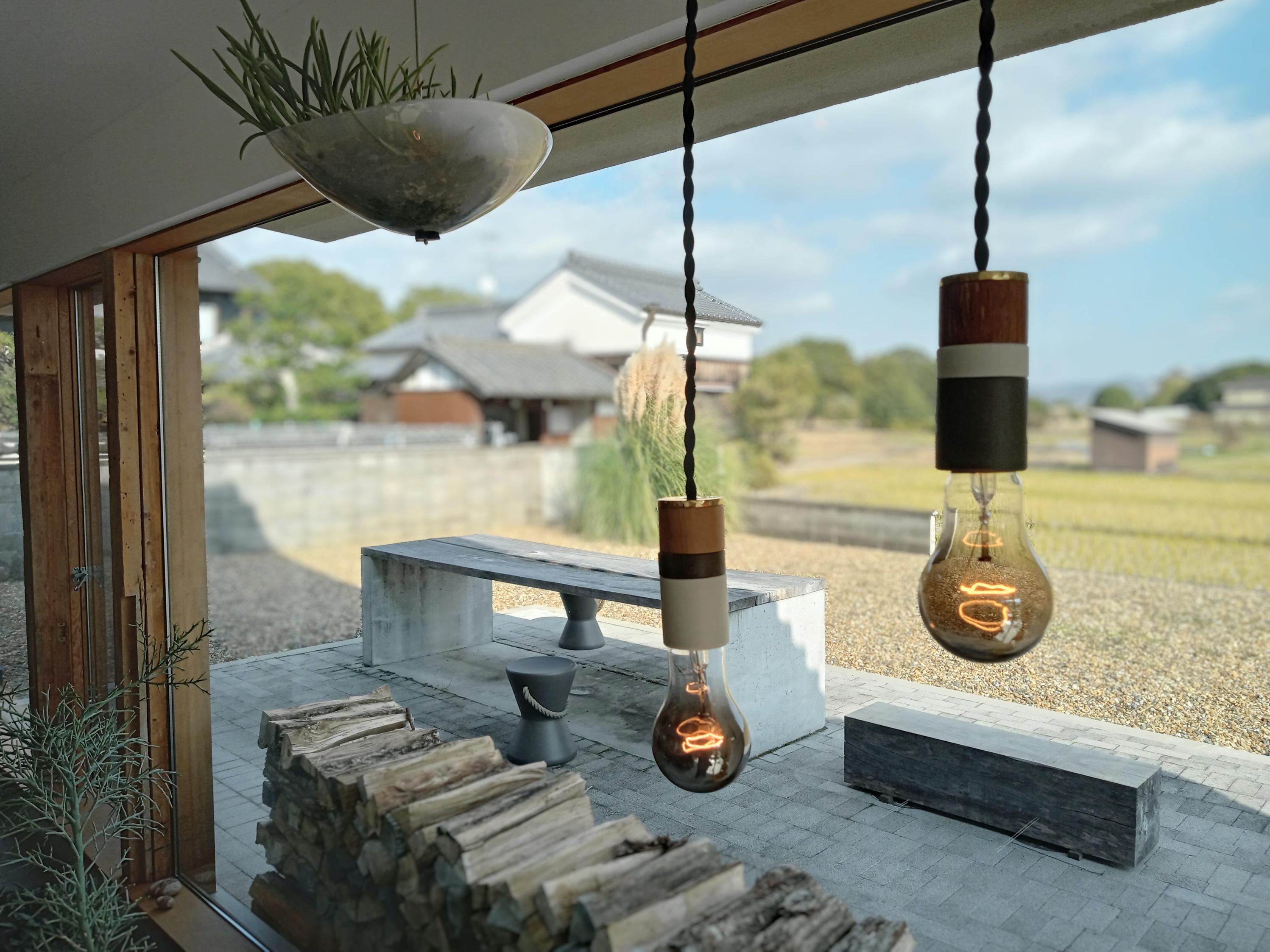 BAUS 白黒2個セット 電球付きnew light pottery